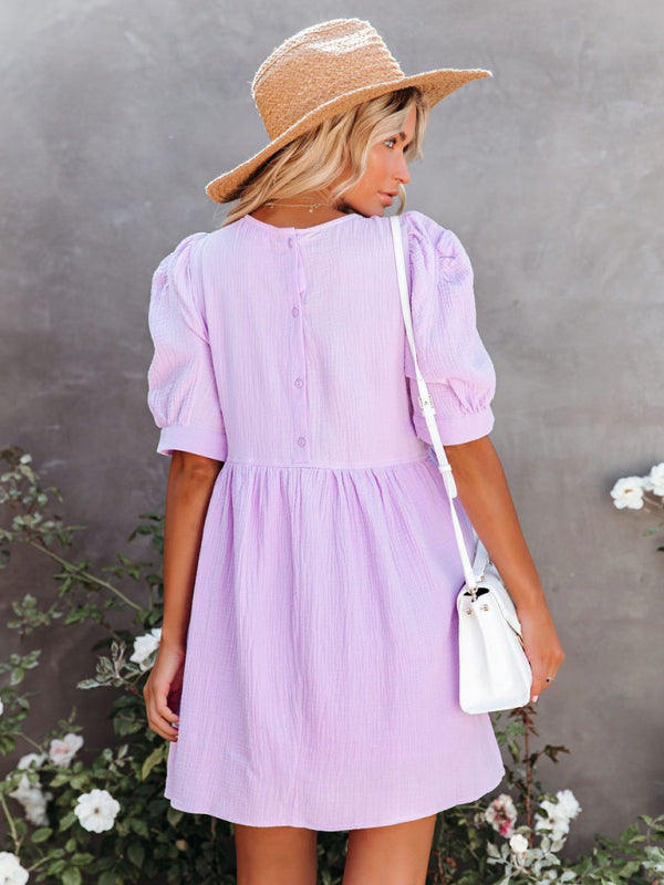 spring and summer solid color dress kakaclo