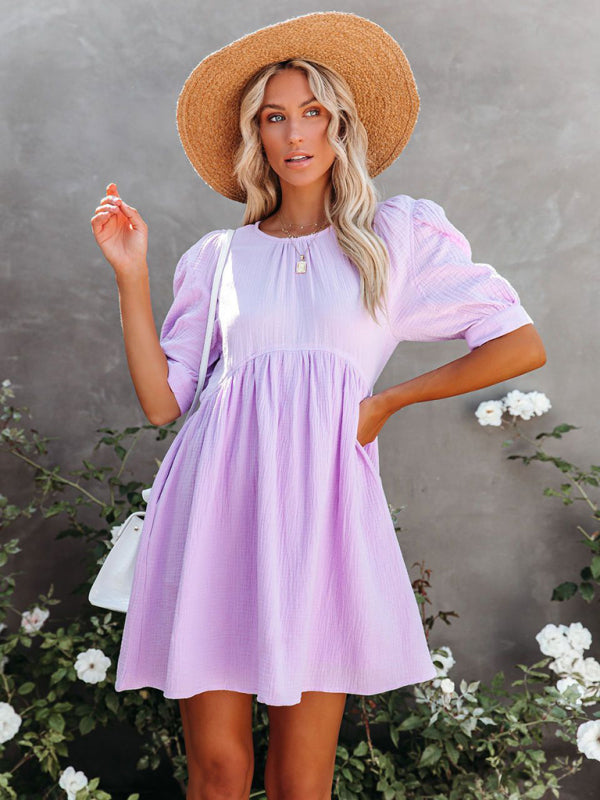 spring and summer solid color dress kakaclo