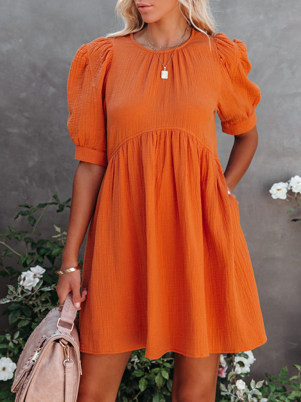spring and summer solid color dress kakaclo