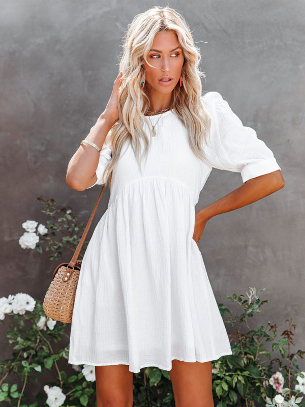 spring and summer solid color dress kakaclo