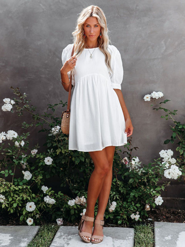 spring and summer solid color dress kakaclo