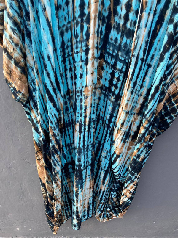 Blue Zone Planet |  Beach Cover-Up Rayon Tie-Dye Graphic Print Sunscreen Cardigan BLUE ZONE PLANET