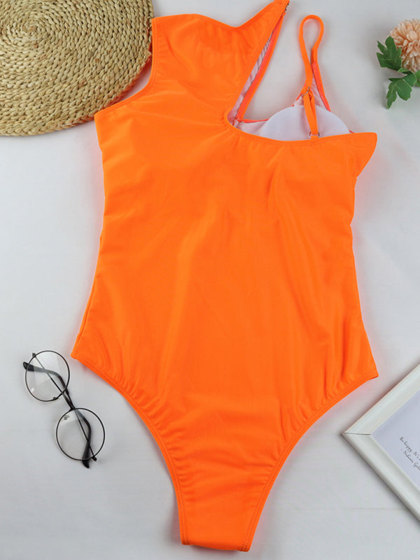Blue Zone Planet | Hollow multicolor one shoulder sexy swimsuit women kakaclo