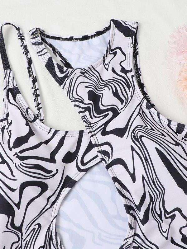 Blue Zone Planet |  Hollow multicolor one shoulder sexy swimsuit women kakaclo