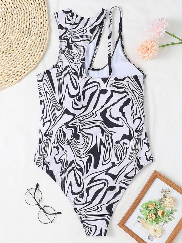 Blue Zone Planet |  Hollow multicolor one shoulder sexy swimsuit women kakaclo