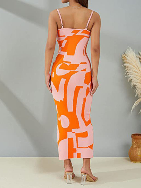 Wind Print Slim Slim Elegant Dress BLUE ZONE PLANET