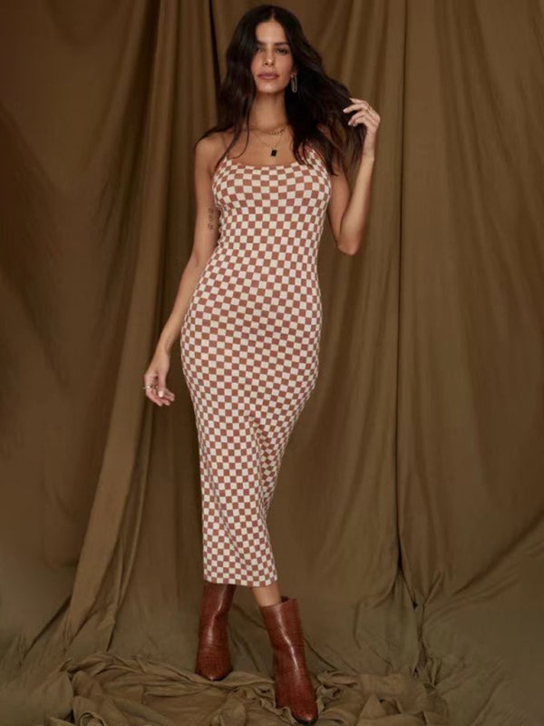 Wind Print Slim Slim Elegant Dress BLUE ZONE PLANET