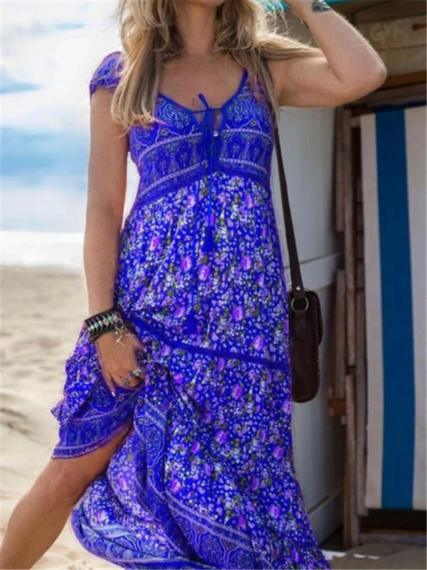 Blue Zone Planet | Women's Bohemian Print Resort Dress kakaclo