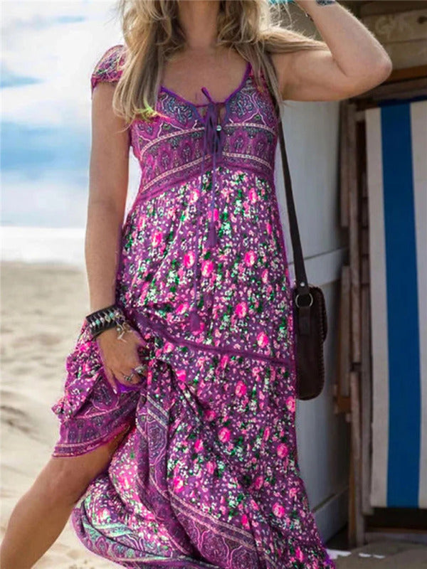 Blue Zone Planet | Women's Bohemian Print Resort Dress kakaclo
