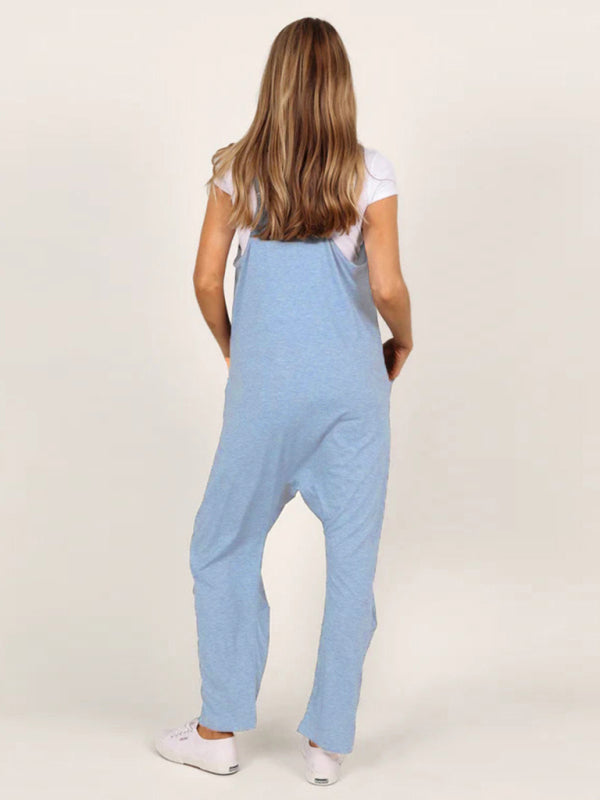 Oversized knit two-pocket fit oversized jumpsuit blue BLUE ZONE PLANET
