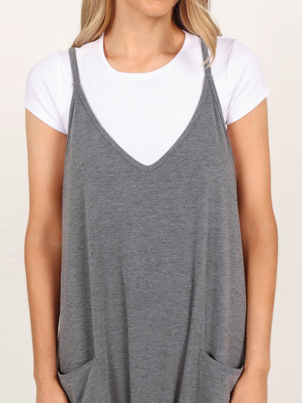 Oversized knit two-pocket fit oversized jumpsuit blue BLUE ZONE PLANET