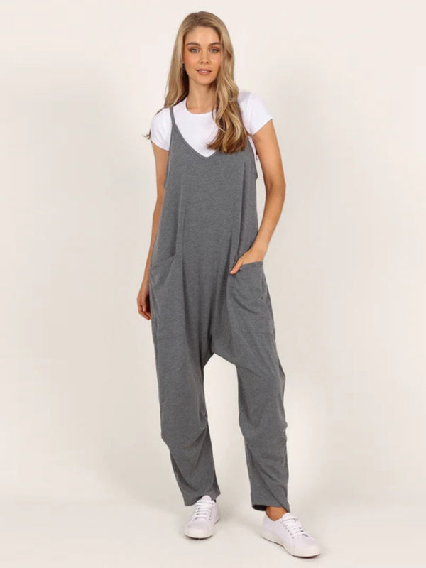 Oversized knit two-pocket fit oversized jumpsuit blue BLUE ZONE PLANET