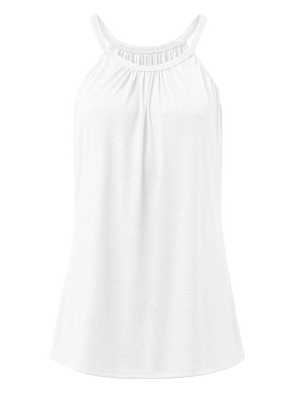 solid color cotton round neck sleeveless loose large pullover t-shirt kakaclo
