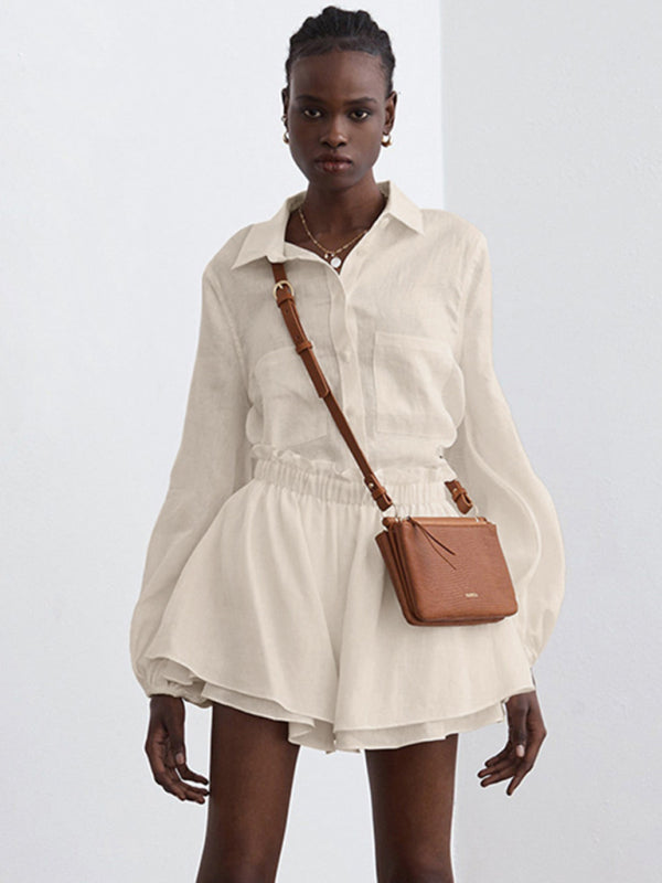 Blue Zone Planet | Top Ruffle Shorts Two-piece Suit BLUE ZONE PLANET