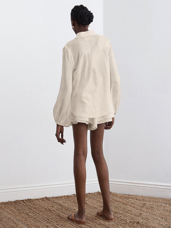 Blue Zone Planet | Top Ruffle Shorts Two-piece Suit BLUE ZONE PLANET