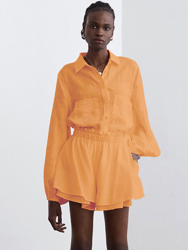 Blue Zone Planet | Top Ruffle Shorts Two-piece Suit BLUE ZONE PLANET