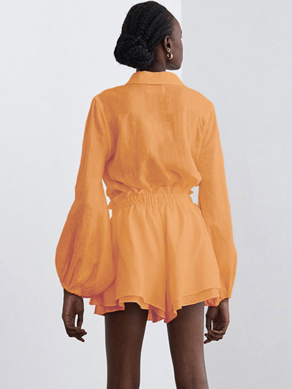 Blue Zone Planet | Top Ruffle Shorts Two-piece Suit BLUE ZONE PLANET