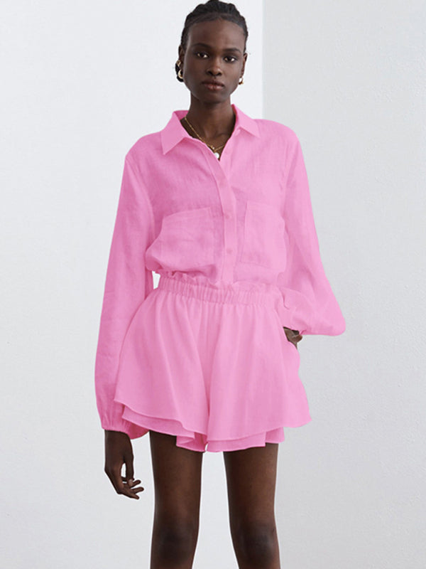 Blue Zone Planet | Top Ruffle Shorts Two-piece Suit BLUE ZONE PLANET