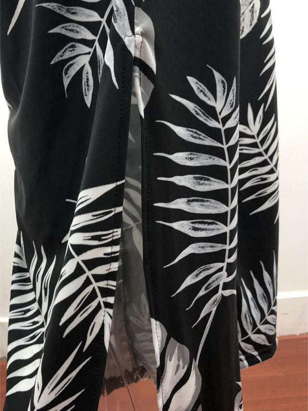 Irregular Printed Halter Neck Jumpsuit kakaclo