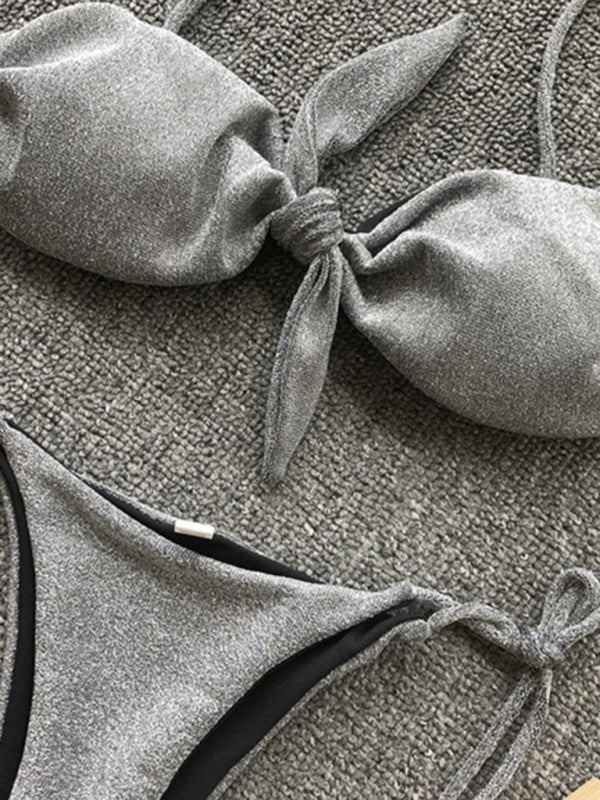 Blue Zone Planet |  Sexy three-point purple bikini women's strappy push-up swimsuit BLUE ZONE PLANET