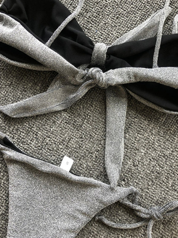 Blue Zone Planet |  Sexy three-point purple bikini women's strappy push-up swimsuit BLUE ZONE PLANET