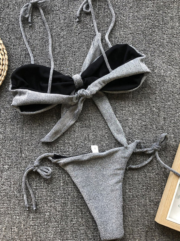 Blue Zone Planet |  Sexy three-point purple bikini women's strappy push-up swimsuit BLUE ZONE PLANET