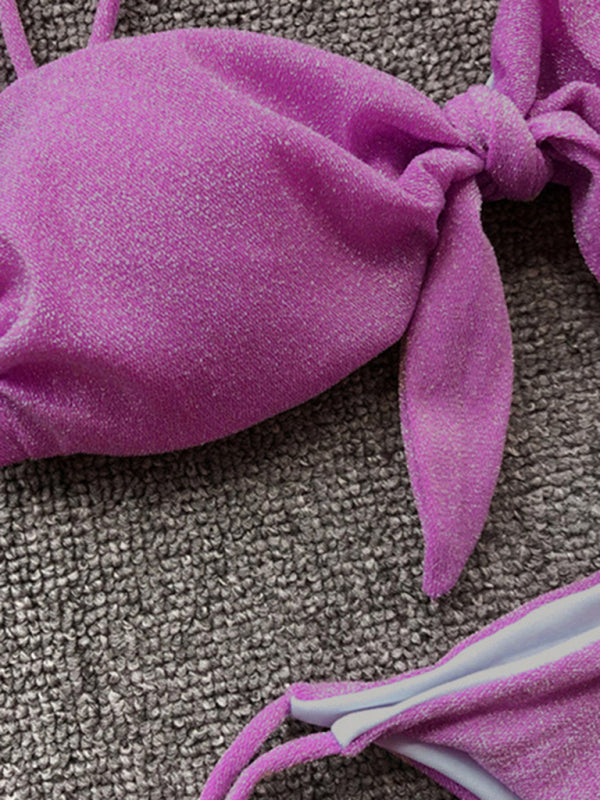 Blue Zone Planet |  Sexy three-point purple bikini women's strappy push-up swimsuit BLUE ZONE PLANET