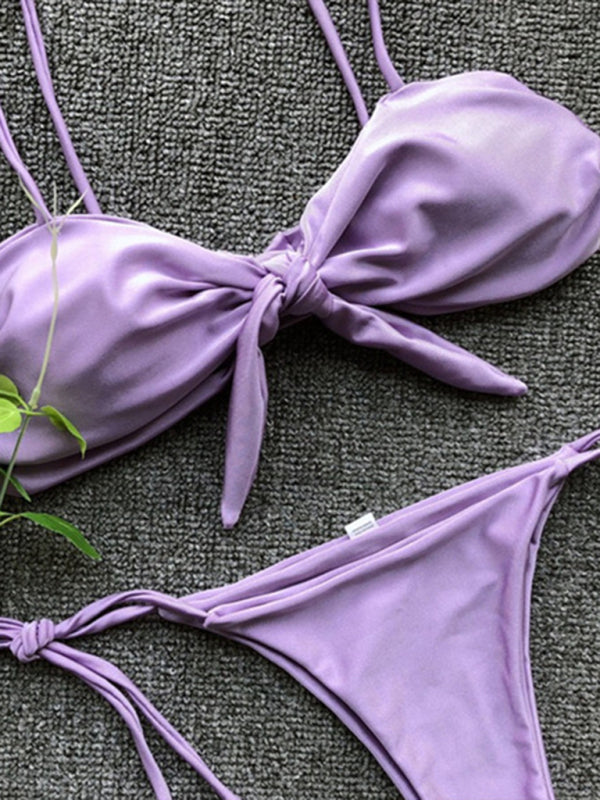 Blue Zone Planet | Sexy three-point purple bikini women's strappy push-up swimsuit BLUE ZONE PLANET