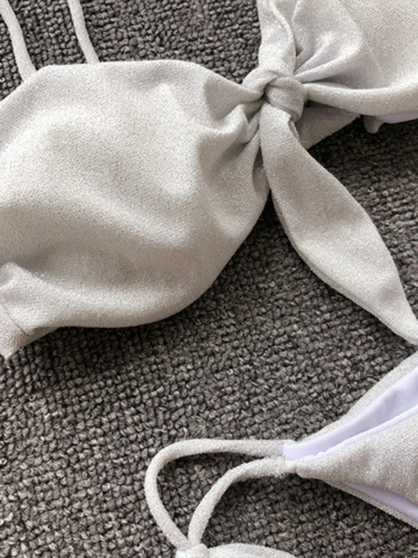 Blue Zone Planet |  Sexy three-point purple bikini women's strappy push-up swimsuit BLUE ZONE PLANET