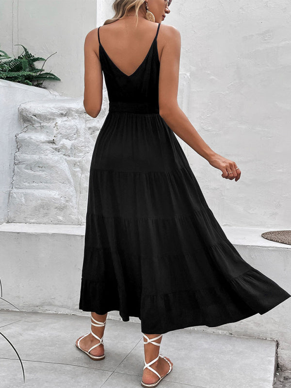 cross-border summer long skirt spaghetti straps tunic dress kakaclo