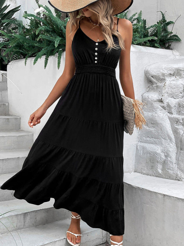 cross-border summer long skirt spaghetti straps tunic dress kakaclo
