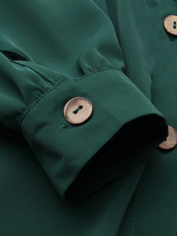 Cardigan Long Sleeve Stand Collar Swing Dress kakaclo