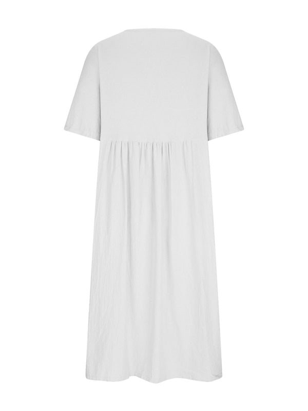 Blue Zone Planet | Loose Round Neck Half Sleeve Midi Dress BLUE ZONE PLANET