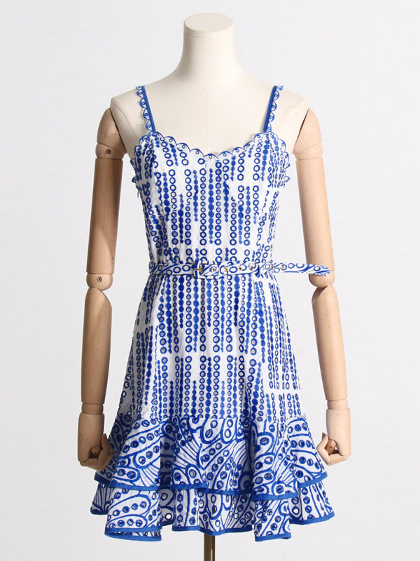 Blue Zone Planet | sexy sling ruffle dress waist temperament short skirt kakaclo