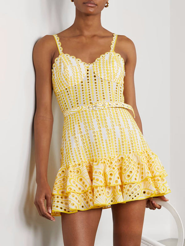 Blue Zone Planet | sexy sling ruffle dress waist temperament short skirt kakaclo