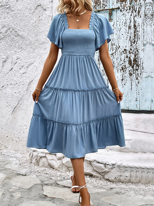 minimalist style mid-length solid color dress kakaclo