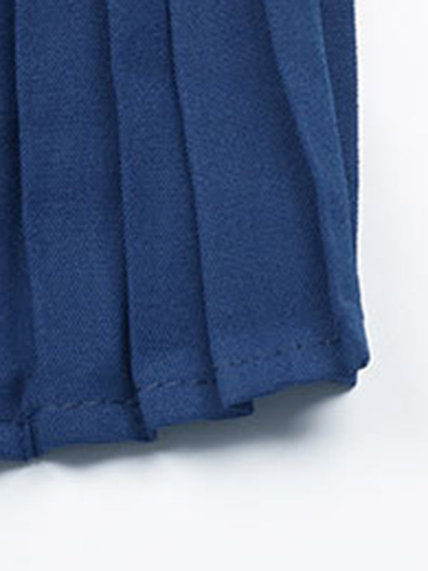 Blue Zone Planet | Neck Tie Pleated Elastic Waist Mini Dress BLUE ZONE PLANET