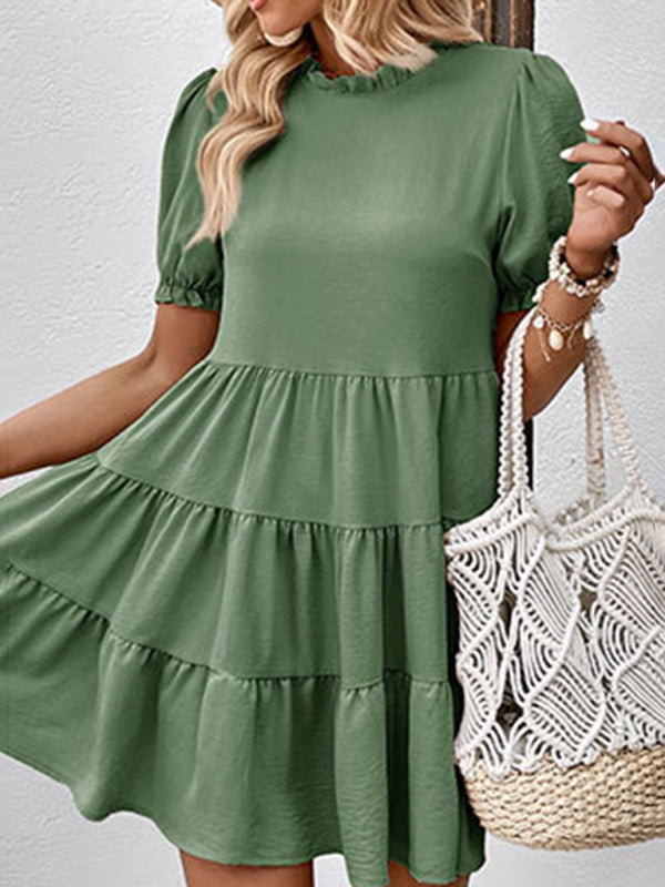 Blue Zone Planet | multilayer pleated loose puff sleeve dress BLUE ZONE PLANET