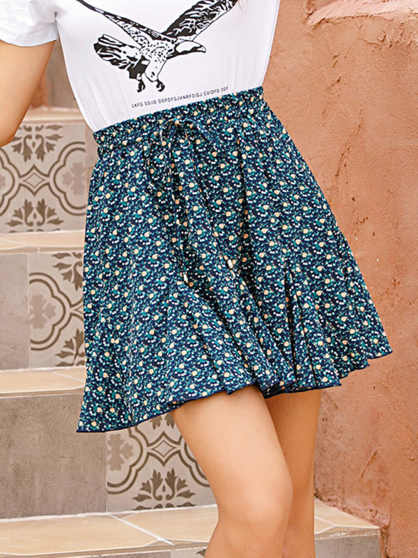 Blue Zone Planet |  Casual Ditsy Printed Short Mini Skirt BLUE ZONE PLANET