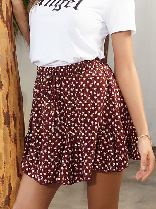 Blue Zone Planet |  Casual Ditsy Printed Short Mini Skirt BLUE ZONE PLANET