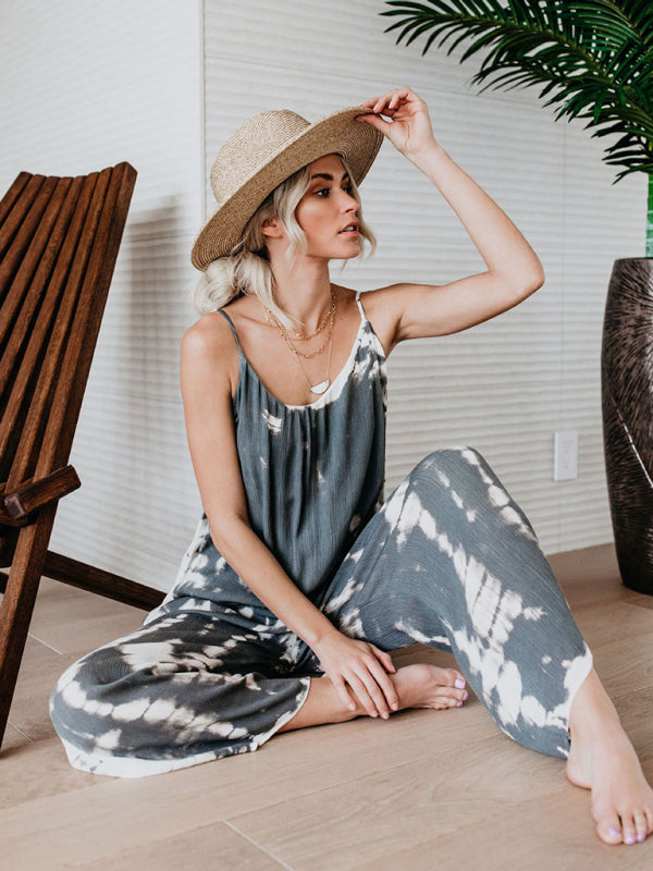 Blue Zone Planet | Spaghetti straps wide-leg jumpsuit BLUE ZONE PLANET