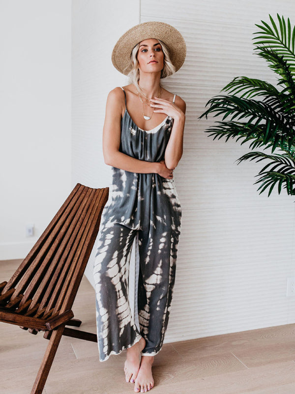 Blue Zone Planet | Spaghetti straps wide-leg jumpsuit BLUE ZONE PLANET