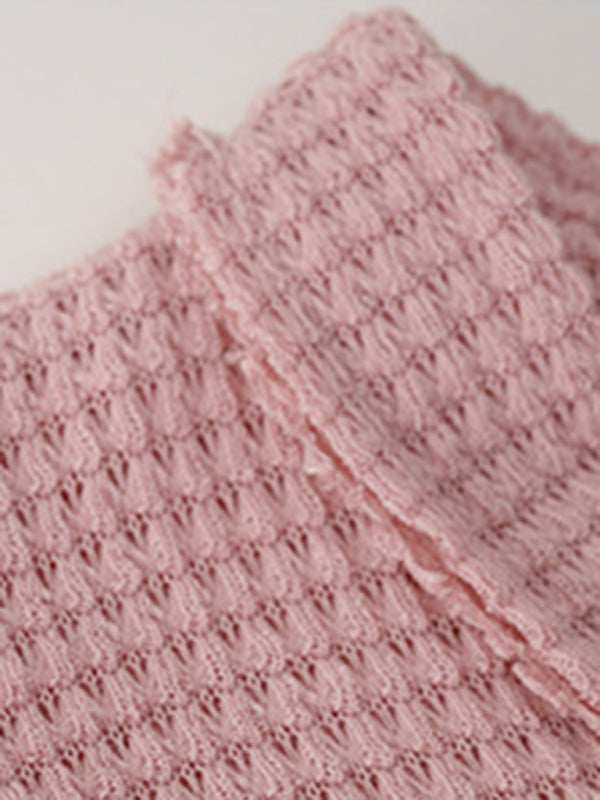 Blue Zone Planet |  V Neck Patch Pocket Loose Waffle Long Sleeve Top BLUE ZONE PLANET