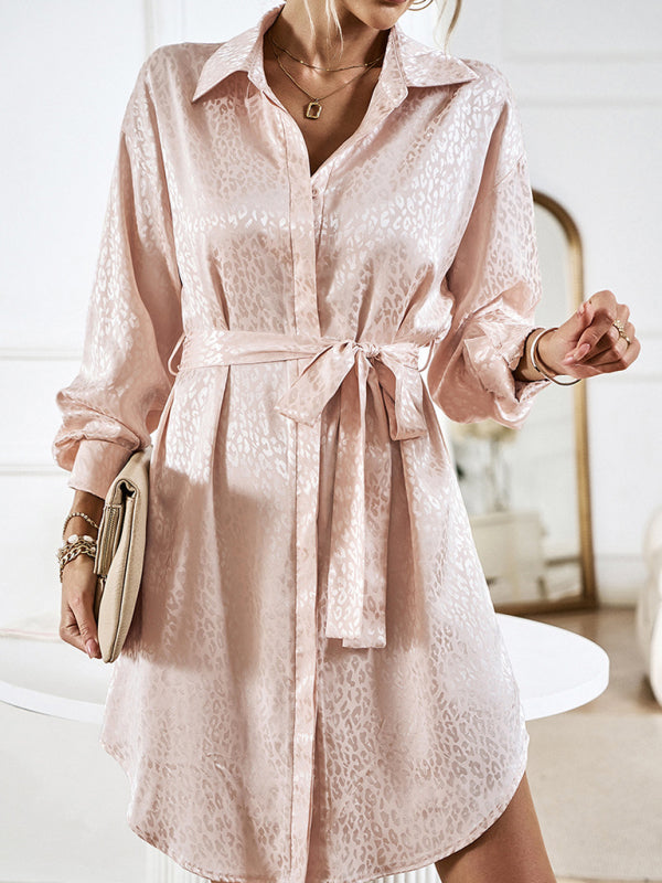 Blue Zone Planet | Shirt collar open placket long sleeve mini dress BLUE ZONE PLANET