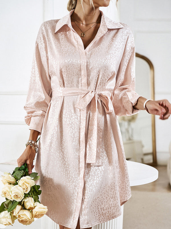 Blue Zone Planet | Shirt collar open placket long sleeve mini dress BLUE ZONE PLANET