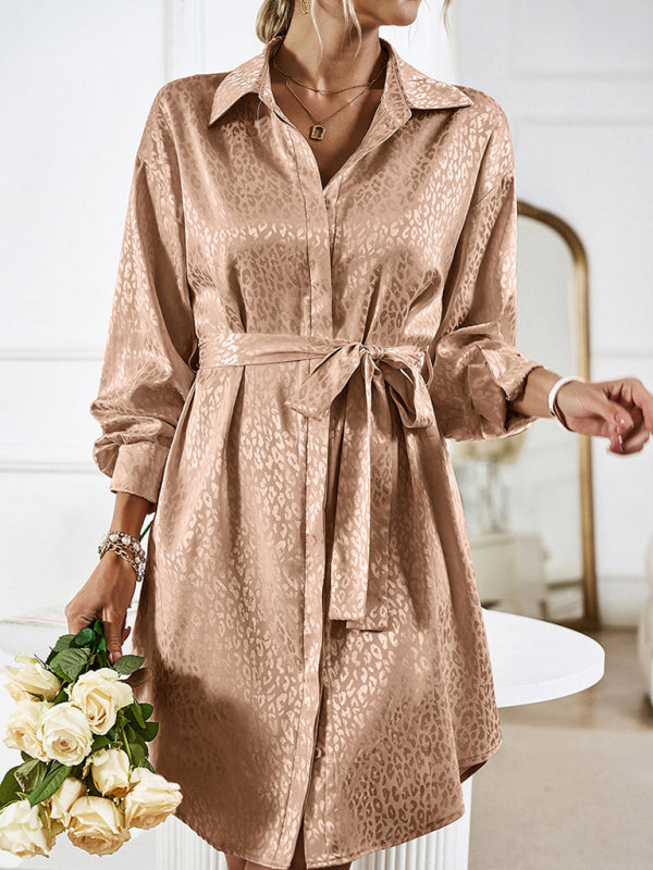 Blue Zone Planet | Shirt collar open placket long sleeve mini dress BLUE ZONE PLANET