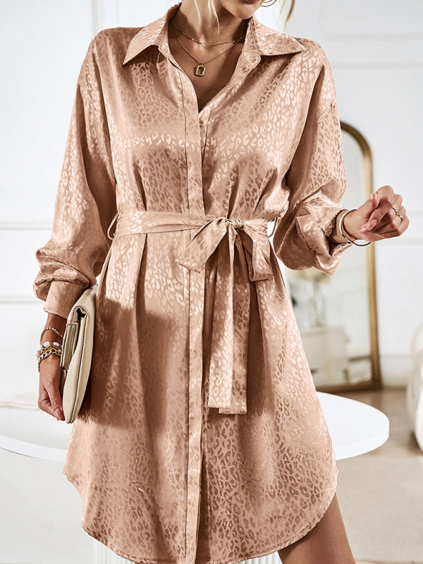 Blue Zone Planet | Shirt collar open placket long sleeve mini dress BLUE ZONE PLANET