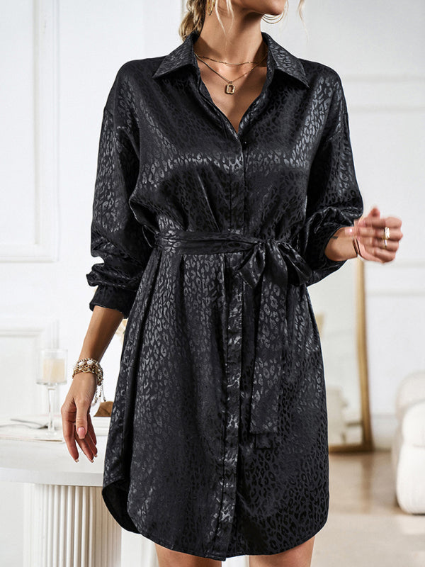 Blue Zone Planet | Shirt collar open placket long sleeve mini dress BLUE ZONE PLANET