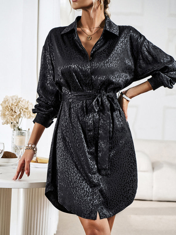 Blue Zone Planet | Shirt collar open placket long sleeve mini dress BLUE ZONE PLANET