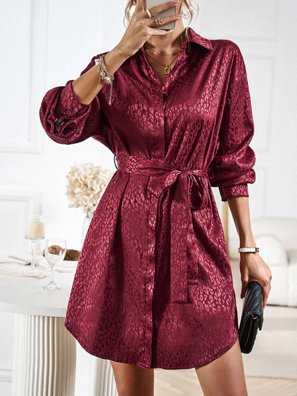 Blue Zone Planet | Shirt collar open placket long sleeve mini dress BLUE ZONE PLANET